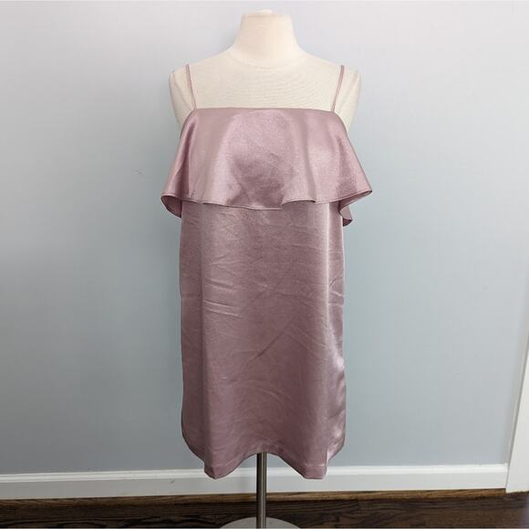 Urban Outfitters Kimchi Dusty Rose Shiny Tank Dress Large Slinky Cocktail - Picture 1 of 6